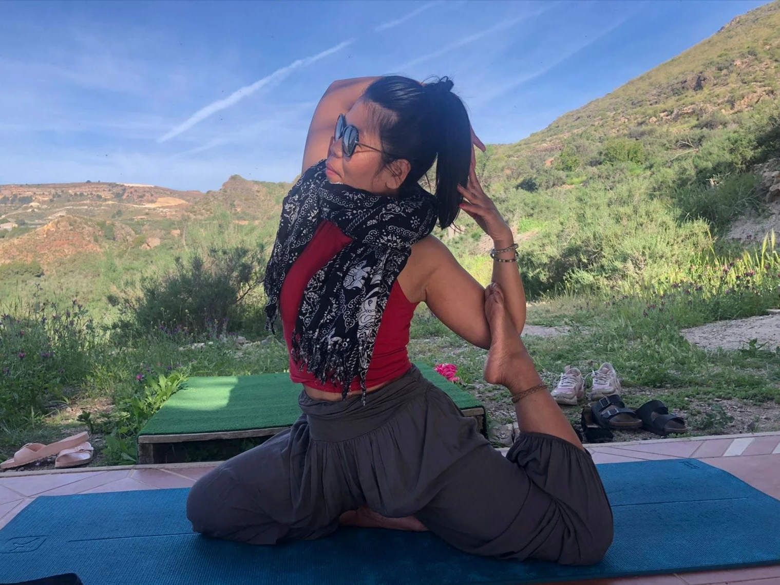Yoga and meditation at the Rustic Retreats yoga platform